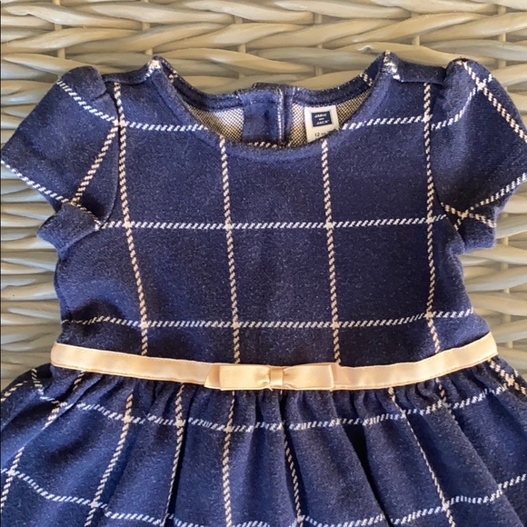 Janie & Jack Plaid Party Dress Navy Tan - Picture 2 of 5